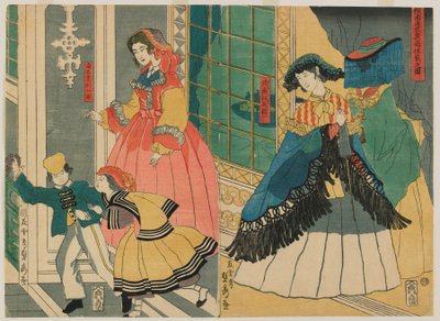海外外国人住宅图片：葡萄牙和南美，江户时代，1861年（彩色木版画） 作者 歌川贞秀