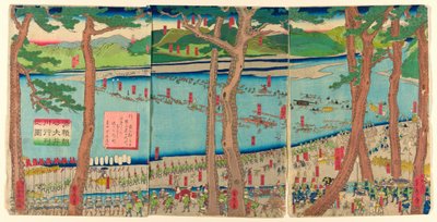 源赖朝渡过大井川的队伍（源赖朝大井川行列图） 作者 歌川贞秀