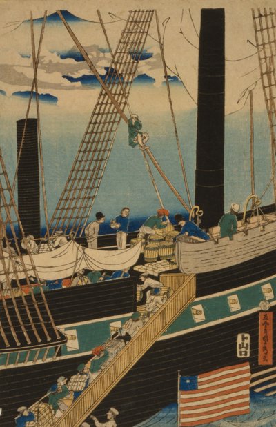 西方贸易商在1861年在横滨装货 作者 歌川贞秀