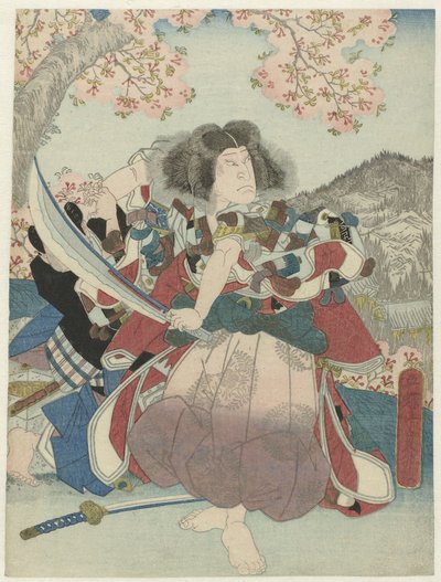 中村右卫门四世在 "喜一源三连乐之卷 "中饰演鬼若丸，Naka 剧场 作者 歌川贞达