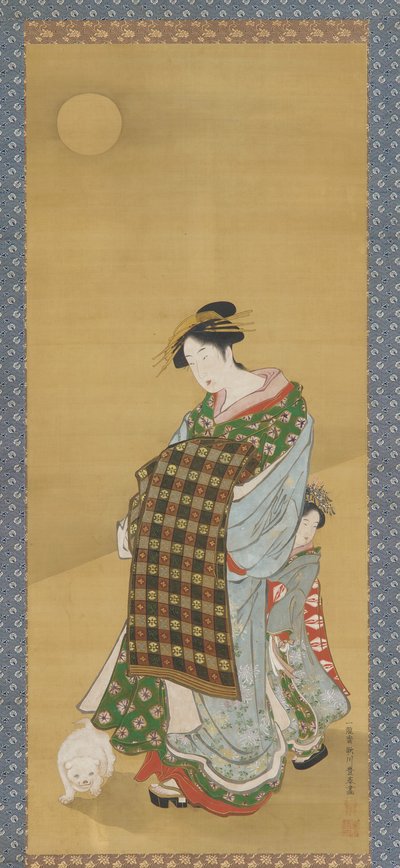 一位歌妓和她的侍者 作者 歌川丰治