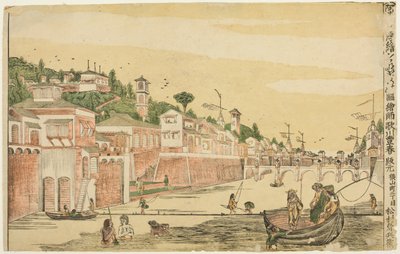钓鱼（Senadori no zu），选自 "荷兰透视画（Oranda uki-e）"系列 作者 歌川丰治