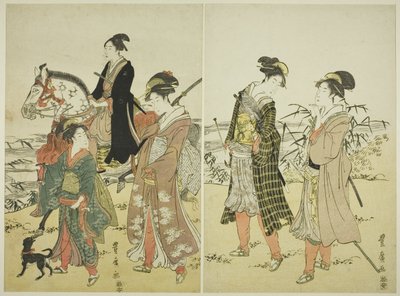 河边的猎鹰队伍 作者 歌川丰洋