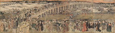 江户凉谷桥纳凉，五联画（江户凉谷泉之祖，gomai tsuzuki） 作者 歌川丰国