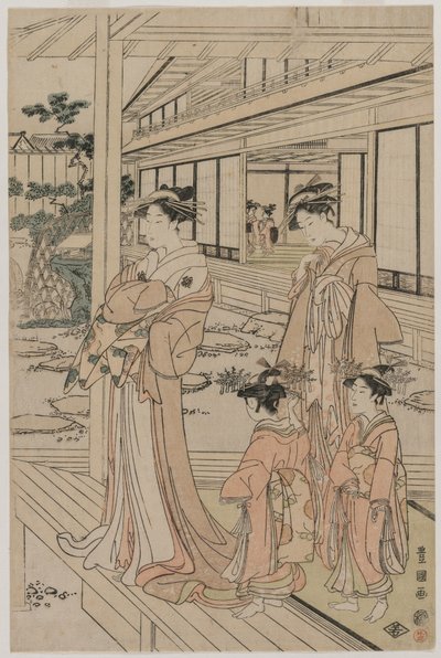妓女站在阳台上，1790年代初。 作者 歌川丰国