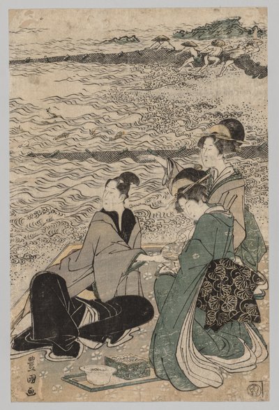 海边的男人和两个女人，1769年至1825年。 作者 歌川丰国