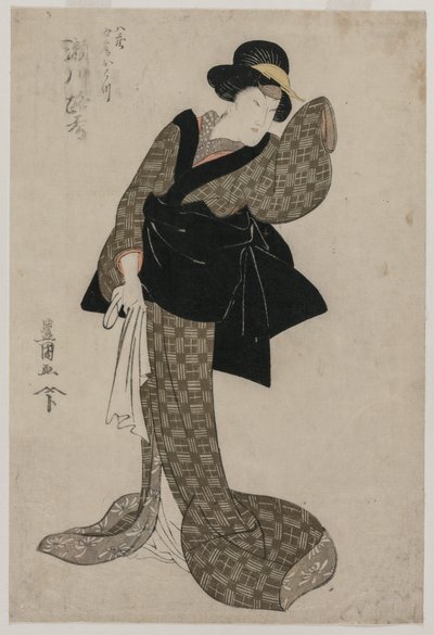 Segawa Roko饰演Hachizos妻子Ohatsu，约1805年。 作者 歌川丰国