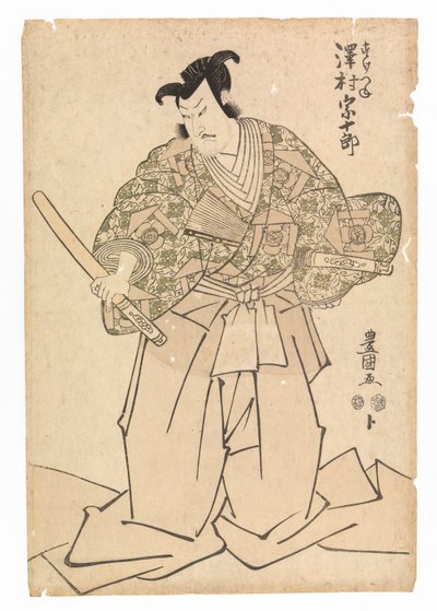 曾我兄弟复仇记》中饰演工藤雪野的演员泽村宗十郎，约 1804-17 年（彩色木刻） 作者 歌川丰国