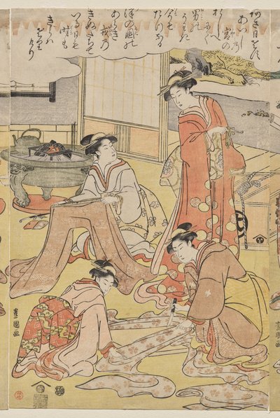 制作服装的妇女 作者 歌川丰国