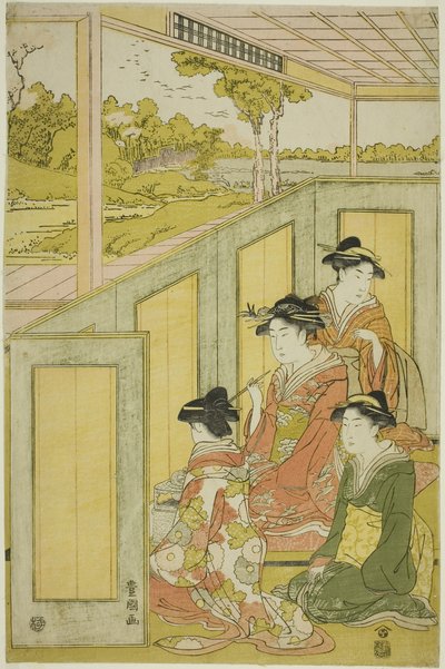 大名府邸屏风后的女士们 作者 歌川丰国一世