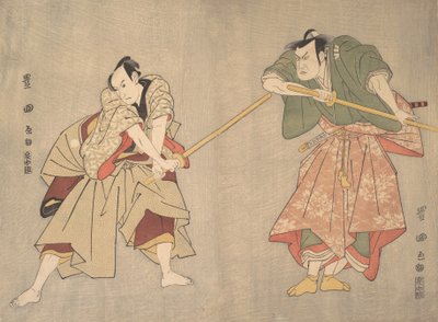 不明戏剧的场景，约1800年。 作者 歌川丰国一世