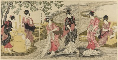 在溪流中洗衣服 作者 歌川丰国一世