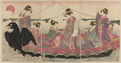 新年船上的妇女在模仿七福神 作者 歌川丰国一世