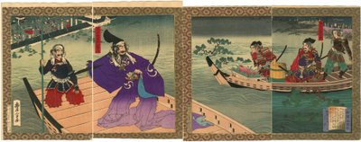 高松城被水淹没，清水宗治被丰臣秀吉切腹自杀 作者 歌川丰信