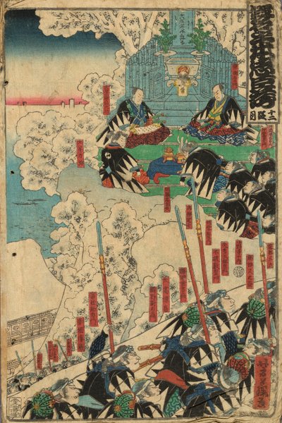 第 12 幕（Junidanme），选自 "忠臣仓库（Kanadehon Chushingura）"系列 作者 歌川义富士