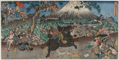 源赖朝在富士山山坡狩猎的照片 作者 歌川义富士