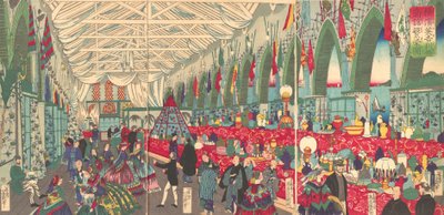 "一家英国贸易公司在横滨的蓬勃发展"，1870年9月。 作者 歌川芳育