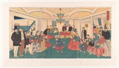 外国人在宴会上招待客人
伊国人书院游乐之作（物上题名） 作者 歌川义和