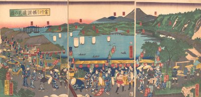 1860年5月，从神奈川看横滨的远景。 作者 歌川佳tora