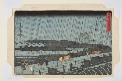 吉原日本住的夜雨（吉原日本住游）（彩色木刻版画） 作者 歌川佳tora