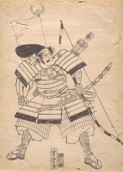 战士版画的预备图，19世纪。 作者 歌川佳tora