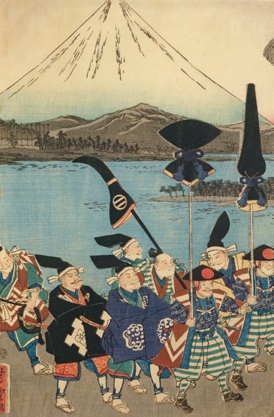 富士山前的大名随从 作者 歌川佳tora
