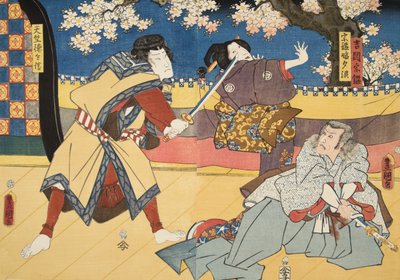 来自源氏物语（源氏物语）的场景由Murasaki Shibuku（生于978）c。 1860年（彩色木版画） 作者 歌川和丰国国吉