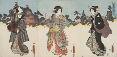 来自源氏物语（源氏物语）的场景由Murasaki Shibuku（生于978）c。 1860年（彩色木版画） 作者 歌川和丰国国吉