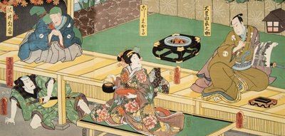来自源氏物语（源氏物语）的场景由Murasaki Shibuku（生于978）c。 1860年（彩色木版画） 作者 歌川和丰国国吉