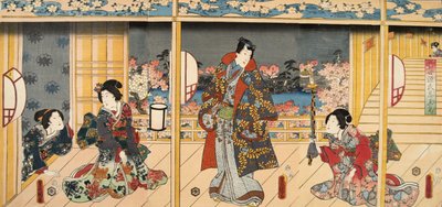来自源氏物语（源氏物语）的场景由Murasaki Shibuku（生于978）c。 1860年（彩色木版画） 作者 歌川和丰国国吉