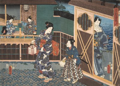 来自源氏物语（源氏物语）的场景由Murasaki Shibuku（生于978）c。 1860年（彩色木版画） 作者 歌川和丰国国吉