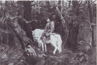 在冥想中（骑马骑士进入茂密的森林） 作者 瓦斯涅佐夫（V. Vasnetsov）