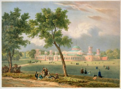 莫斯科的彼得大帝宫，由Edouard Jean-Marie Hostein（1804-89）印刷，由Lemercier出版，巴黎，1840年代 作者 V.亚当