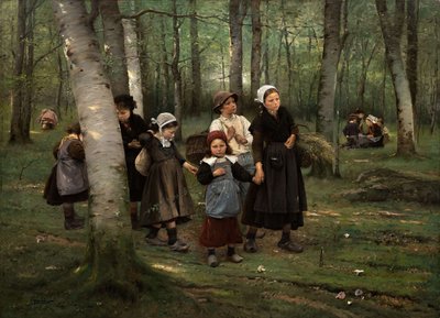 树林中的儿童，1891年。 作者 瓦茨拉夫·布罗兹克（Vaclav Brozik）