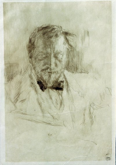 自画像（自画像）。 瓦伦丁·亚历山德罗维奇·谢罗夫 (1865-1911) 的蚀刻版画 作者 瓦伦丁·亚历山德罗维奇·塞罗夫