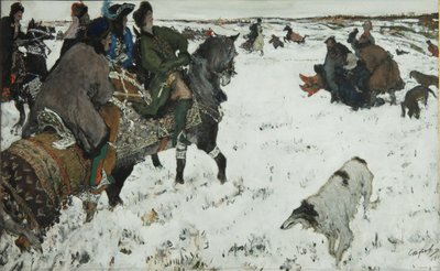 彼得一世狩猎，1902年 作者 瓦伦丁·亚历山德罗维奇·塞罗夫