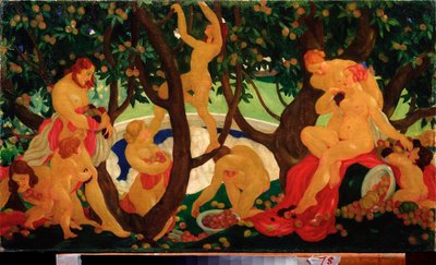 收集苹果 - Valentin Alexandrovich Yakovlev（1887-1919）绘画，布面油画 作者 瓦伦丁·亚历山德罗维奇·雅科夫列夫