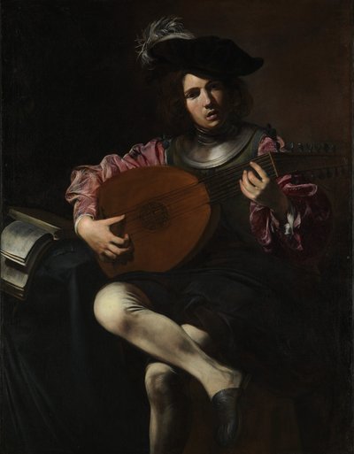 Lute Player，c.1625-26（布面油画） 作者 瓦伦丁·德·布洛涅