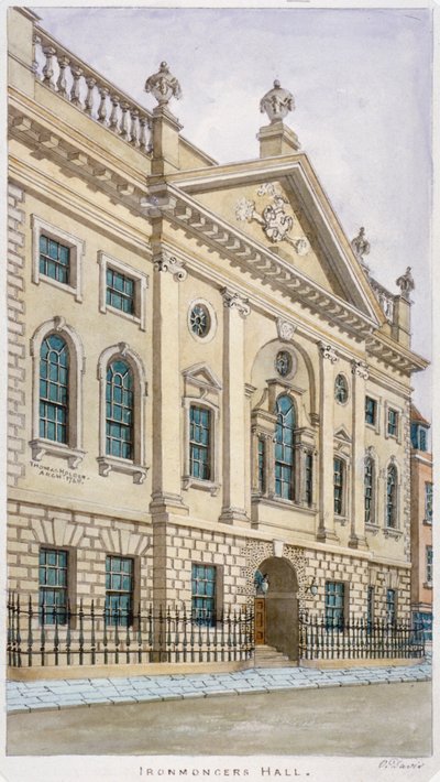 伦敦市芬彻奇街的铁匠厅，1820年 作者 情人节戴维斯