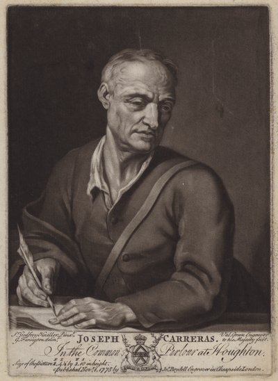 约瑟夫·卡雷拉斯，布拉干萨的凯瑟琳的诗人和牧师 (mezzotint) 作者 情人绿