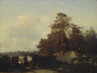 有钓鱼者的风景，1852年 作者 瓦列里安·康斯坦丁诺维奇·加米涅夫