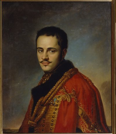 小尼古拉-尼奥拉耶维奇-拉耶夫斯基（1801-1843 年）的肖像。瓦西里-安德烈耶维奇-特罗皮宁（Vasili Andreyevich Tropinin）（1776-1857 年）的画作，布面油画 作者 Vasili Andreevich Tropinin