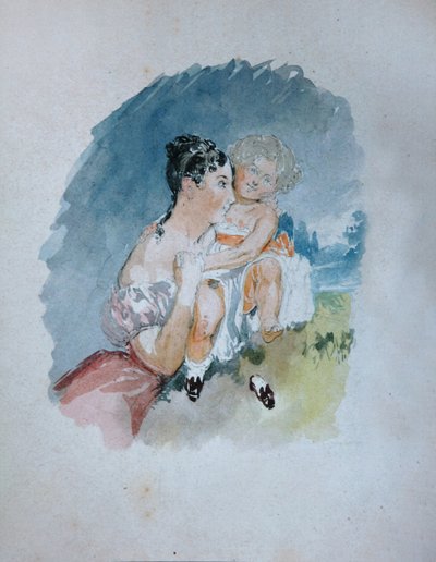 Stefania zu Sayn-Wittgenstein伯爵夫人的肖像，拉兹威尔1809-1832年与女儿玛丽亚，1岁 作者 瓦西里·塞梅诺维奇·萨多夫尼科夫