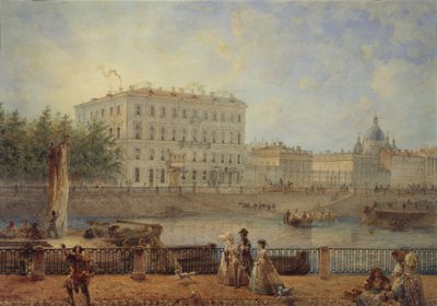 圣彼得堡。丰坦卡河和德扎文故居的景色，1861年 作者 瓦西里·塞梅诺维奇·萨多夫尼科夫