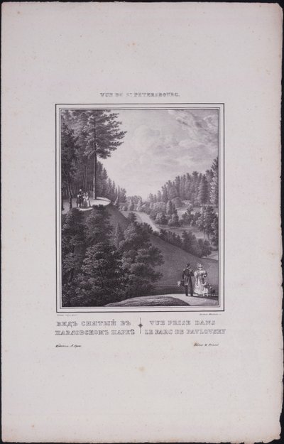 圣彼得堡的意见。巴甫洛夫斯克公园景色，1833年 作者 瓦西里·塞梅诺维奇·萨多夫尼科夫