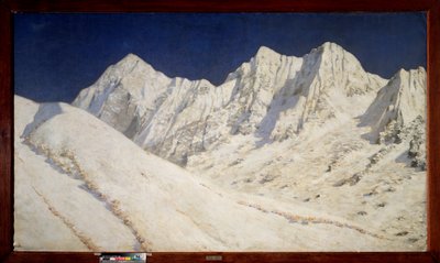 印度，喜马拉雅山上的雪 - 瓦西里-瓦西里耶维奇-韦列什查金（Vassili Vasilyevich Vereshchagin）（1842-1904 年）的油画，布面油画 作者 瓦西里·瓦西里耶维奇（Vasili Vasilievich Vereshchagin）