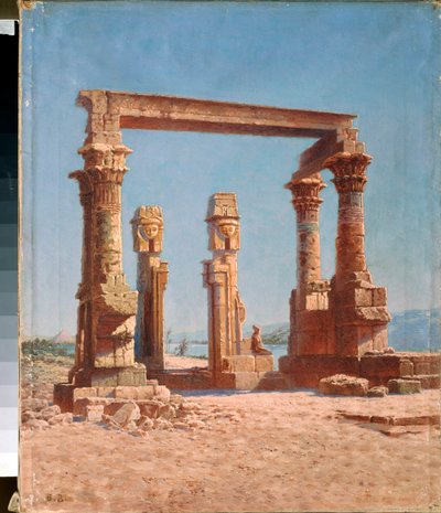 埃及神庙遗址 - 瓦西里-瓦西里耶维奇-韦列沙金（Vassili Vasilyevich Vereshchagin）（1842-1904 年）的油画，布面油画，俄罗斯艺术，19-20 世纪风景 - 地区艺术博物馆，戈尔洛夫卡（或霍尔利夫卡）（乌克兰） 作者 瓦西里·瓦西里耶维奇（Vasili Vasilievich Vereshchagin）