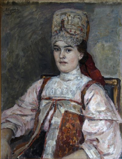 Natalia Fyodorovna Matveyeva的肖像，1908年 作者 瓦西里（Vasilij Ivanovic Surikov）