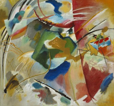 与绿色中心的绘画，1913年。 作者 瓦西里·康定斯基