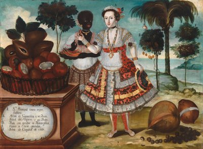 贵族妇女与她的黑奴，c.1783（布面油画） 作者 维森特·奥尔本（Vicente Alban）